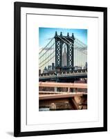 Manhattan Bridge with the Empire State Building Center from Brooklyn Bridge-Philippe Hugonnard-Framed Art Print