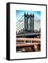 Manhattan Bridge with the Empire State Building Center from Brooklyn Bridge-Philippe Hugonnard-Framed Stretched Canvas