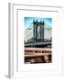 Manhattan Bridge with the Empire State Building Center from Brooklyn Bridge-Philippe Hugonnard-Framed Art Print