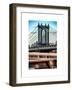 Manhattan Bridge with the Empire State Building Center from Brooklyn Bridge-Philippe Hugonnard-Framed Art Print