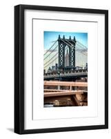 Manhattan Bridge with the Empire State Building Center from Brooklyn Bridge-Philippe Hugonnard-Framed Art Print