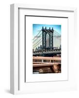 Manhattan Bridge with the Empire State Building Center from Brooklyn Bridge-Philippe Hugonnard-Framed Art Print