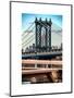 Manhattan Bridge with the Empire State Building Center from Brooklyn Bridge-Philippe Hugonnard-Mounted Art Print