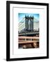 Manhattan Bridge with the Empire State Building Center from Brooklyn Bridge-Philippe Hugonnard-Framed Art Print