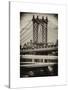 Manhattan Bridge with the Empire State Building Center from Brooklyn Bridge-Philippe Hugonnard-Stretched Canvas