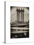 Manhattan Bridge with the Empire State Building Center from Brooklyn Bridge-Philippe Hugonnard-Stretched Canvas