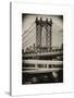 Manhattan Bridge with the Empire State Building Center from Brooklyn Bridge-Philippe Hugonnard-Stretched Canvas