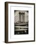 Manhattan Bridge with the Empire State Building Center from Brooklyn Bridge-Philippe Hugonnard-Framed Art Print