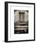 Manhattan Bridge with the Empire State Building Center from Brooklyn Bridge-Philippe Hugonnard-Framed Art Print