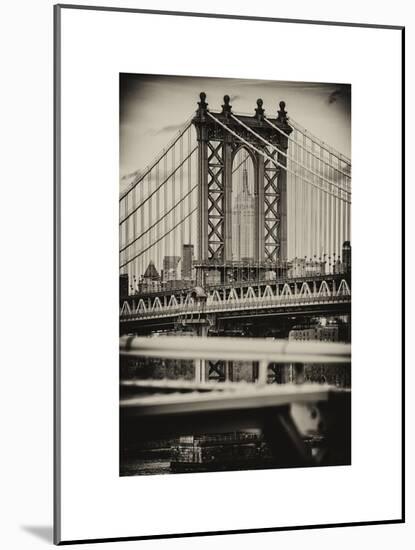 Manhattan Bridge with the Empire State Building Center from Brooklyn Bridge-Philippe Hugonnard-Mounted Art Print