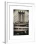 Manhattan Bridge with the Empire State Building Center from Brooklyn Bridge-Philippe Hugonnard-Framed Art Print