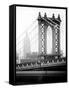 Manhattan Bridge with the Empire State Building from Brooklyn Bridge-Philippe Hugonnard-Framed Stretched Canvas