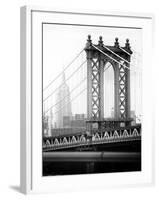 Manhattan Bridge with the Empire State Building from Brooklyn Bridge-Philippe Hugonnard-Framed Photographic Print