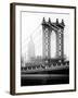 Manhattan Bridge with the Empire State Building from Brooklyn Bridge-Philippe Hugonnard-Framed Photographic Print