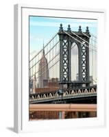 Manhattan Bridge with the Empire State Building from Brooklyn Bridge-Philippe Hugonnard-Framed Photographic Print