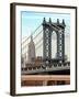 Manhattan Bridge with the Empire State Building from Brooklyn Bridge-Philippe Hugonnard-Framed Photographic Print