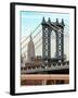 Manhattan Bridge with the Empire State Building from Brooklyn Bridge-Philippe Hugonnard-Framed Photographic Print