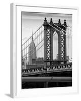 Manhattan Bridge with the Empire State Building from Brooklyn Bridge-Philippe Hugonnard-Framed Photographic Print