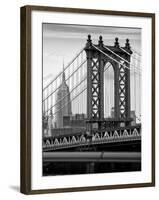 Manhattan Bridge with the Empire State Building from Brooklyn Bridge-Philippe Hugonnard-Framed Photographic Print