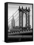 Manhattan Bridge with the Empire State Building from Brooklyn Bridge-Philippe Hugonnard-Framed Stretched Canvas