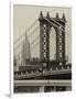 Manhattan Bridge with the Empire State Building from Brooklyn Bridge-Philippe Hugonnard-Framed Photographic Print