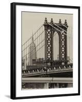 Manhattan Bridge with the Empire State Building from Brooklyn Bridge-Philippe Hugonnard-Framed Photographic Print