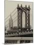 Manhattan Bridge with the Empire State Building from Brooklyn Bridge-Philippe Hugonnard-Mounted Photographic Print