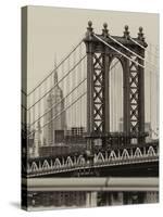 Manhattan Bridge with the Empire State Building from Brooklyn Bridge-Philippe Hugonnard-Stretched Canvas