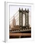 Manhattan Bridge with the Empire State Building from Brooklyn Bridge-Philippe Hugonnard-Framed Photographic Print