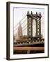 Manhattan Bridge with the Empire State Building from Brooklyn Bridge-Philippe Hugonnard-Framed Photographic Print