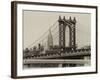 Manhattan Bridge with the Empire State Building from Brooklyn Bridge-Philippe Hugonnard-Framed Photographic Print