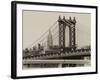 Manhattan Bridge with the Empire State Building from Brooklyn Bridge-Philippe Hugonnard-Framed Photographic Print