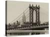 Manhattan Bridge with the Empire State Building from Brooklyn Bridge-Philippe Hugonnard-Stretched Canvas