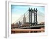 Manhattan Bridge with the Empire State Building from Brooklyn Bridge-Philippe Hugonnard-Framed Photographic Print