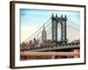 Manhattan Bridge with the Empire State Building from Brooklyn Bridge-Philippe Hugonnard-Framed Photographic Print