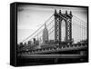 Manhattan Bridge with the Empire State Building from Brooklyn Bridge-Philippe Hugonnard-Framed Stretched Canvas