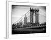 Manhattan Bridge with the Empire State Building from Brooklyn Bridge-Philippe Hugonnard-Framed Photographic Print