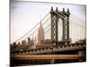 Manhattan Bridge with the Empire State Building from Brooklyn Bridge-Philippe Hugonnard-Mounted Photographic Print