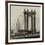 Manhattan Bridge with the Empire State Building from Brooklyn Bridge-Philippe Hugonnard-Framed Photographic Print