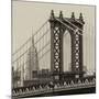 Manhattan Bridge with the Empire State Building from Brooklyn Bridge-Philippe Hugonnard-Mounted Photographic Print