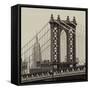 Manhattan Bridge with the Empire State Building from Brooklyn Bridge-Philippe Hugonnard-Framed Stretched Canvas