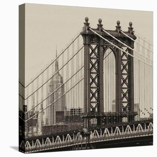 Manhattan Bridge with the Empire State Building from Brooklyn Bridge-Philippe Hugonnard-Stretched Canvas