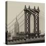 Manhattan Bridge with the Empire State Building from Brooklyn Bridge-Philippe Hugonnard-Stretched Canvas