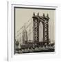 Manhattan Bridge with the Empire State Building from Brooklyn Bridge-Philippe Hugonnard-Framed Photographic Print