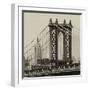 Manhattan Bridge with the Empire State Building from Brooklyn Bridge-Philippe Hugonnard-Framed Photographic Print