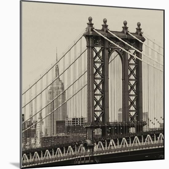 Manhattan Bridge with the Empire State Building from Brooklyn Bridge-Philippe Hugonnard-Mounted Photographic Print