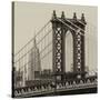 Manhattan Bridge with the Empire State Building from Brooklyn Bridge-Philippe Hugonnard-Stretched Canvas