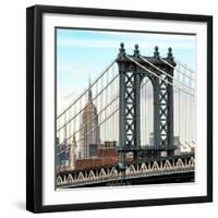 Manhattan Bridge with the Empire State Building from Brooklyn Bridge-Philippe Hugonnard-Framed Photographic Print