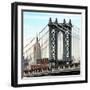 Manhattan Bridge with the Empire State Building from Brooklyn Bridge-Philippe Hugonnard-Framed Photographic Print