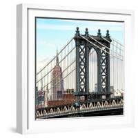 Manhattan Bridge with the Empire State Building from Brooklyn Bridge-Philippe Hugonnard-Framed Photographic Print